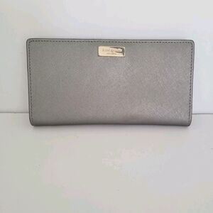 Kate Spade Stacie Newberry Lane Leather Wallet Anthracite Gray Metalic Bifold